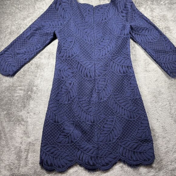 Lilly Pulitzer Rylee True Navy Palm Leaf Lined Lace Shift Dress Size 8 F132 - Picture 5 of 10